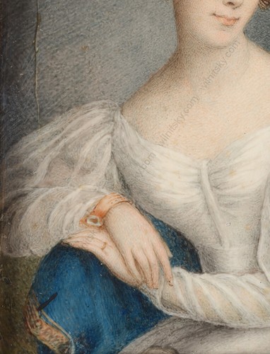 "Lady in white", large English miniature, ca. 1830 - Picture 4 of 6