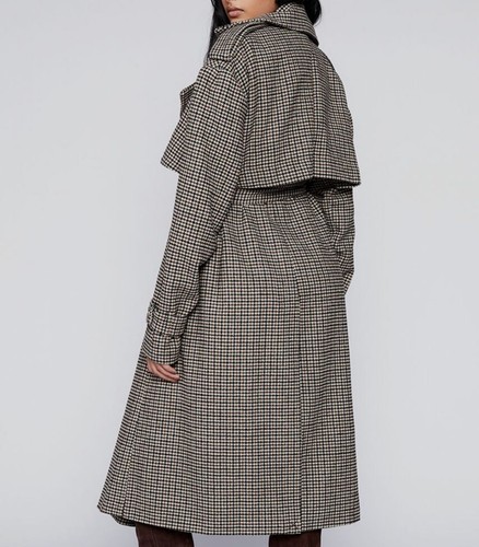 $280 Bardot Women's Brown Check Oversize Trench Coat Jacket Size 8 - Picture 3 of 4