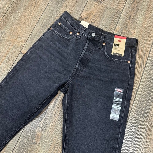 Levi's 501 Skinny Jeans NWT Black Wash Button Fly Denim Pants Women's Size 28x28