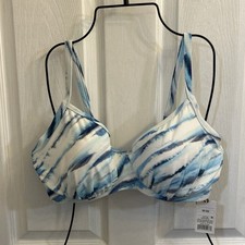 NWT Shade Shore Spaghetti Strap Bikini Top Removable Pads 38DD Blue