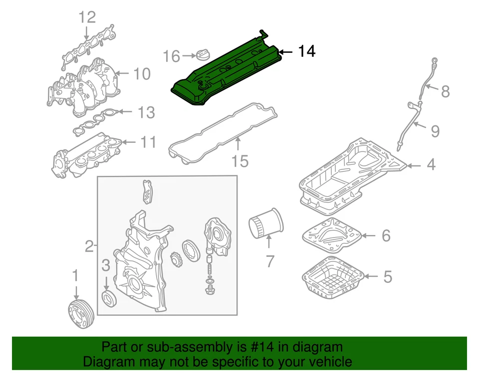 Junta de cubierta de válvula de motor OEM NUEVA 2,5 L 02-06 Nissan Altima y Sentra 13264-3Z001 Foto 3 de 3
