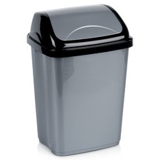 Poubelle Plastique 10L avec Couvercle Gris Corbeille à Déchets Cuisine Salle