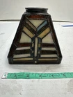 Vintage Tiffany Style Stained Leaded Glass Lamp Shade Arts & Crafts Square