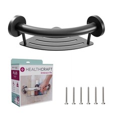 HEALTHCRAFT PLUS 9.5 in. Grab Bar  Corner Shelf, ADA Compliant, Black