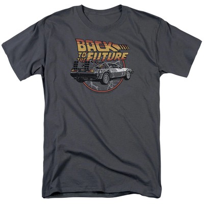 Back To The Future Time Machine Mens T Shirt Charcoal Charcoal Officially Licens