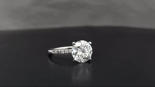 3.17 Ct Round Cut VS1/E Solitaire Pave Diamond Engagement Ring 14K White Gold - Video 1 of 1