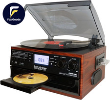 BT-22M, Bluetooth Record Player Turntable AM/FM Radio Cassette CD Player 2 Built