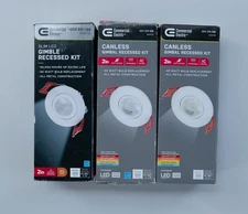 Lot of 3 - Commercial Electric Elite 2in LED Gimble Canless Recessed Lights
