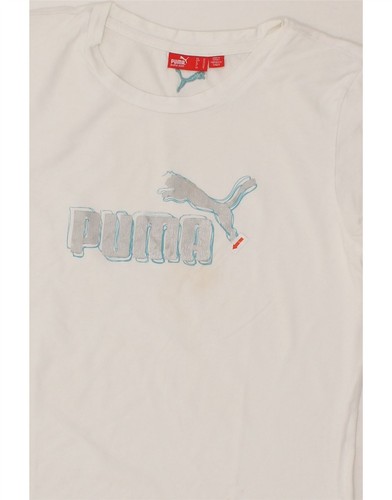 PUMA Womens Graphic T-Shirt Top UK 12 Medium White Cotton AL05 - Picture 3 of 4