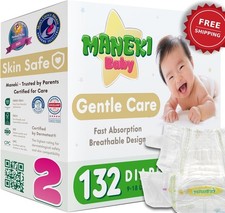 MANEKI Size 2 Diapers, Highly Absorbent Breathable Baby Diapers, Size 2 9 18 lb