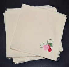 Lot de 12 serviettes anciennes brodées main