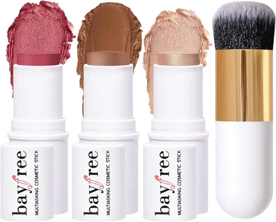 Face Sticks Trio, Cream Blush & Highlighter & Contour Stick for Sculpt the Cheek - image 1 of 4