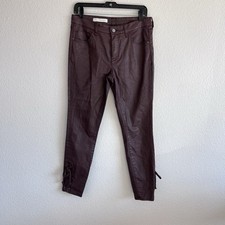 Anthropologie Pilcro and the Letterpress ScriptCoated Lace Up Ankle Pants Wine