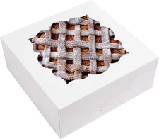 20 Pack Pie Boxes 10x10x3inch Bakery with Window Dessert Pastry White 