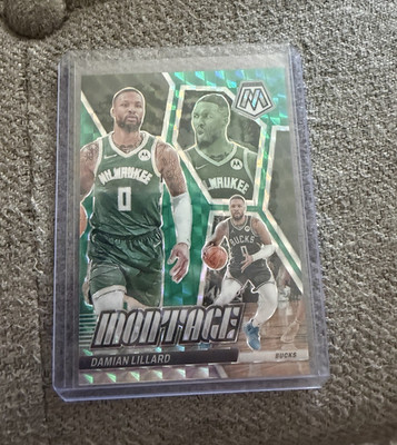 Panini 2023-24 Mosaic Montage Damian Lillard #10 Milwaukee Bucks Teal Prizm /75