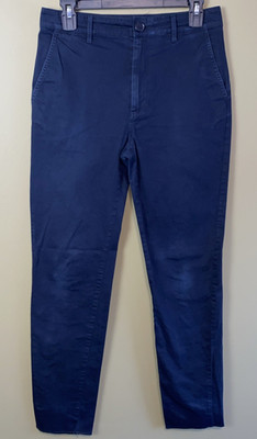 Longchamp Cotton  Women s Blue Flat Front Pant SZ 5.5 US/36 EU 28xRaw Hem (30.5)