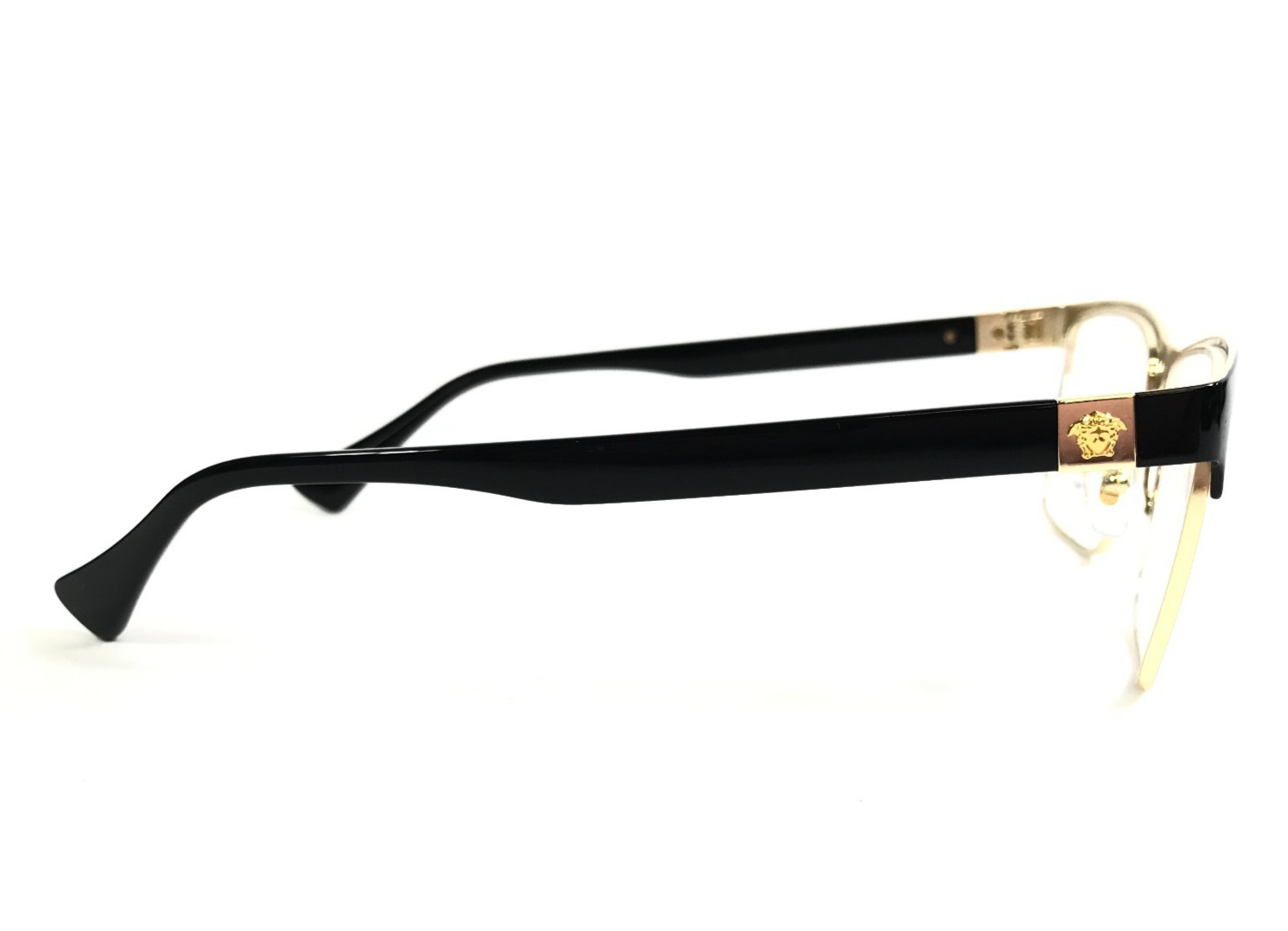 Versace Eyeglasses Frames MOD.1285 1443 Black Gold Rectangle Full Rim 56-17-150 thumbnail 4
