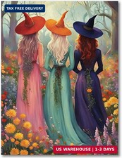 Witch Diamond Art Kits for Adults,Halloween Diamond Painting Kits 12X16 in