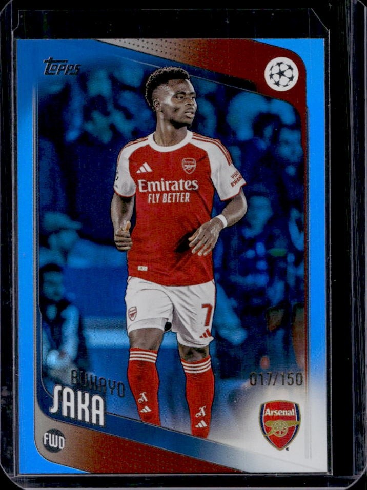 2025-26 Topps UEFA Bukayo Saka Blue Foil #/150 Arsenal