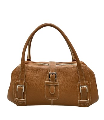 LOEWE Senda Logo Embossed Tote Hand Bag Purse Light Brown Leather Japan  Used