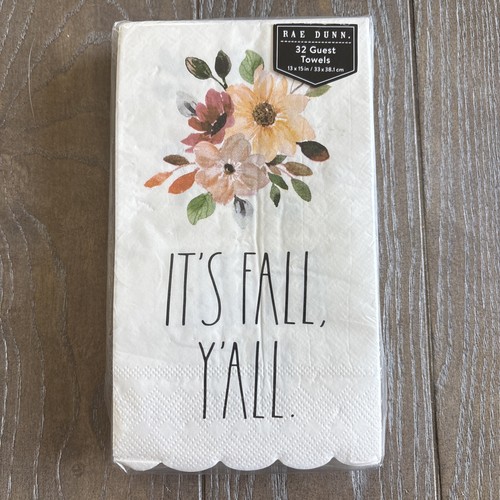 NEW Rae Dunn Paper Guest Towels 32 Ct Per Pack IT’S FALL Y’ALL Napkins Flowers