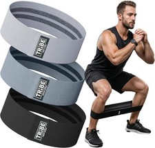 Tribe Lifting Resistance Bands For Working Out - 3 Pack Fabric Workout Bands