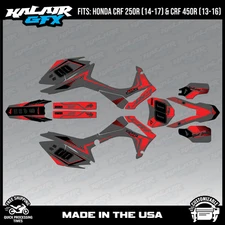 Graphics Kit for  HONDA CRF250R (2014-17) and CRF450R (2013-16) Unit - RED
