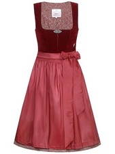 MarJo Dirndl Elisabeth 65cm Länge rot Mididirndl Samt bordeaux schlicht 