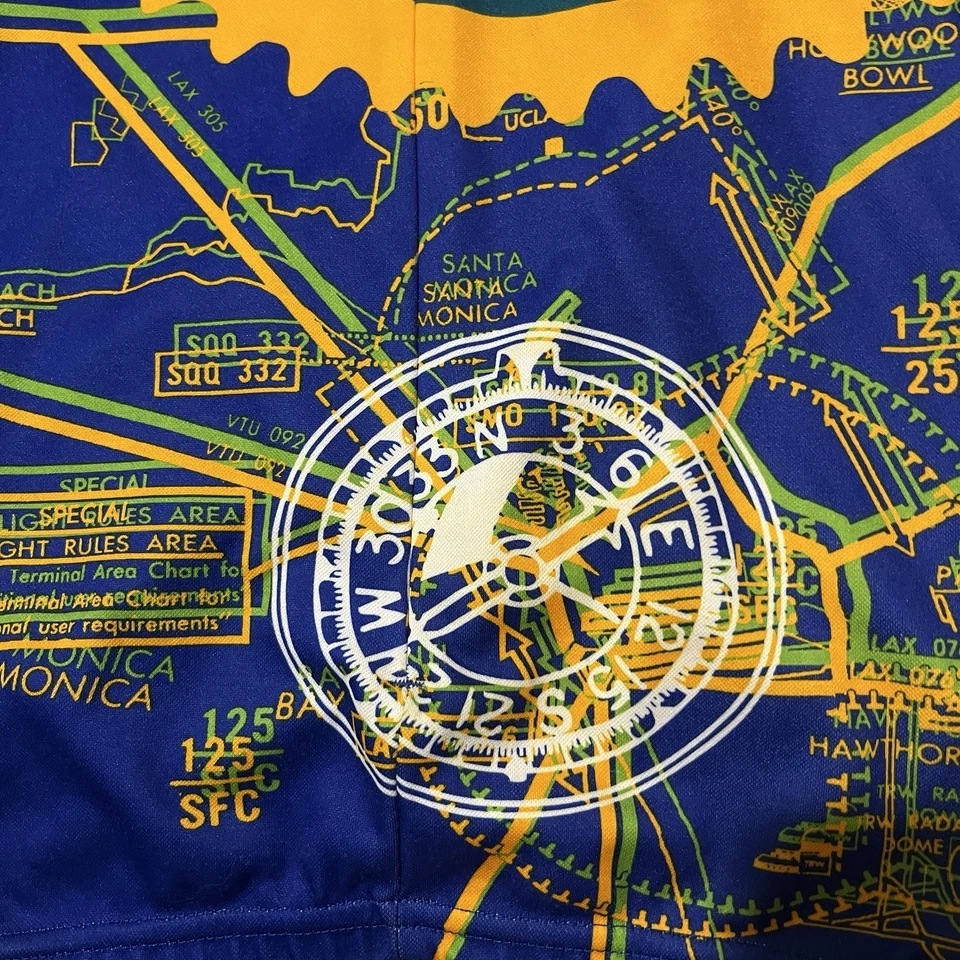 Camiseta deportiva de ciclismo trasera vintage hecha en EE. UU. años 90 Canari Florida naranja verde bolsillos cremallera Foto 3 de 4