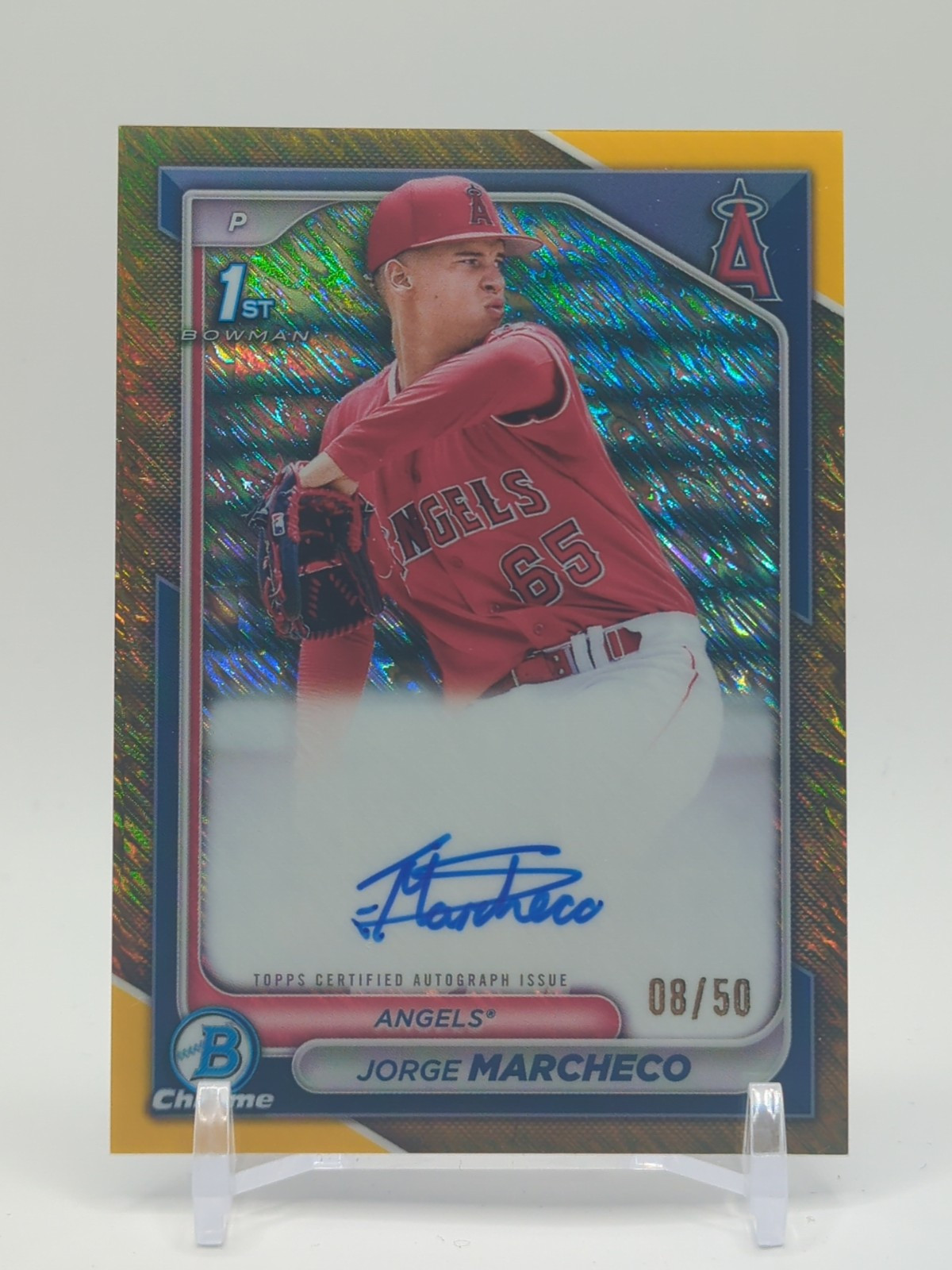 Jorge Marcheco 2024 Bowman Chrome 1st Gold Shimmer Refractor Auto /50 Angels