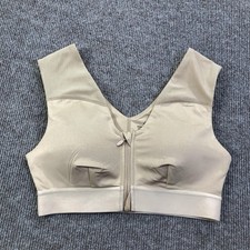 Tommie Copper Shoulder Support Sports Bra Womens Small Beige Zip Front Znergy