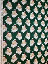 Merry Little Christmas Santa Heads Green by Riley Blake Retro Christmas