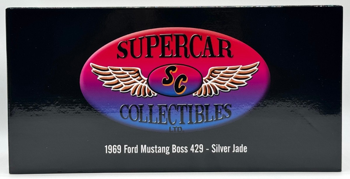1/18 1969 Ford Mustang Boss 429 Silver Jade Supercar Collectibles