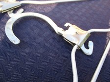 2 VINTAGE MCM LUGGAGE ALUMINUM CLOTHES HANGERS, FOLDING HOOKS.