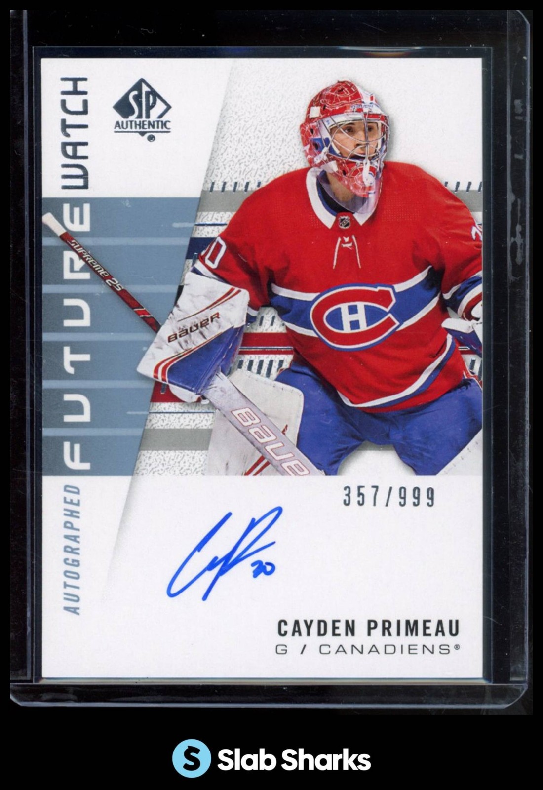 2019 UPPER DECK SP AUTHENTIC #244 CAYDEN PRIMEAU FUTURE WATCH AUTO ROOKIE /999