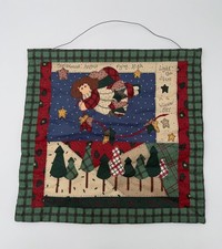 Vtg Quilted Christmas Wall Hanging Angel Winter Sky Folk Art 17