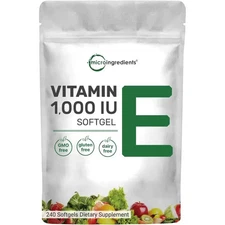 Vitamin E 1000IU 240 Softgels d-Alpha Tocopherol Acetate Non GMO