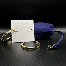 Tory Burch Kira Minimalist Gold Hoop Earrings | Giftable, New | Full Packaging