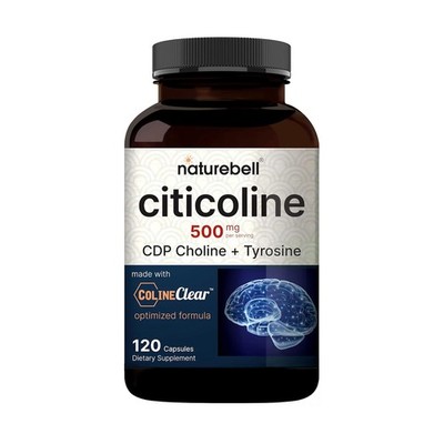 NatureBell Citicoline 500mg 120 Capsules CDP Choline Focus - 60 Servings