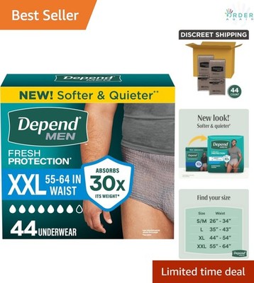 Adult Incontinence Underwear Grey Extra-Extra-Large 44 Count Waterproof Dispo...