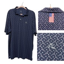 Rhoback Mens Bald Eagle AOP Performance Polo XXL Patriotic USA Golf Country Club