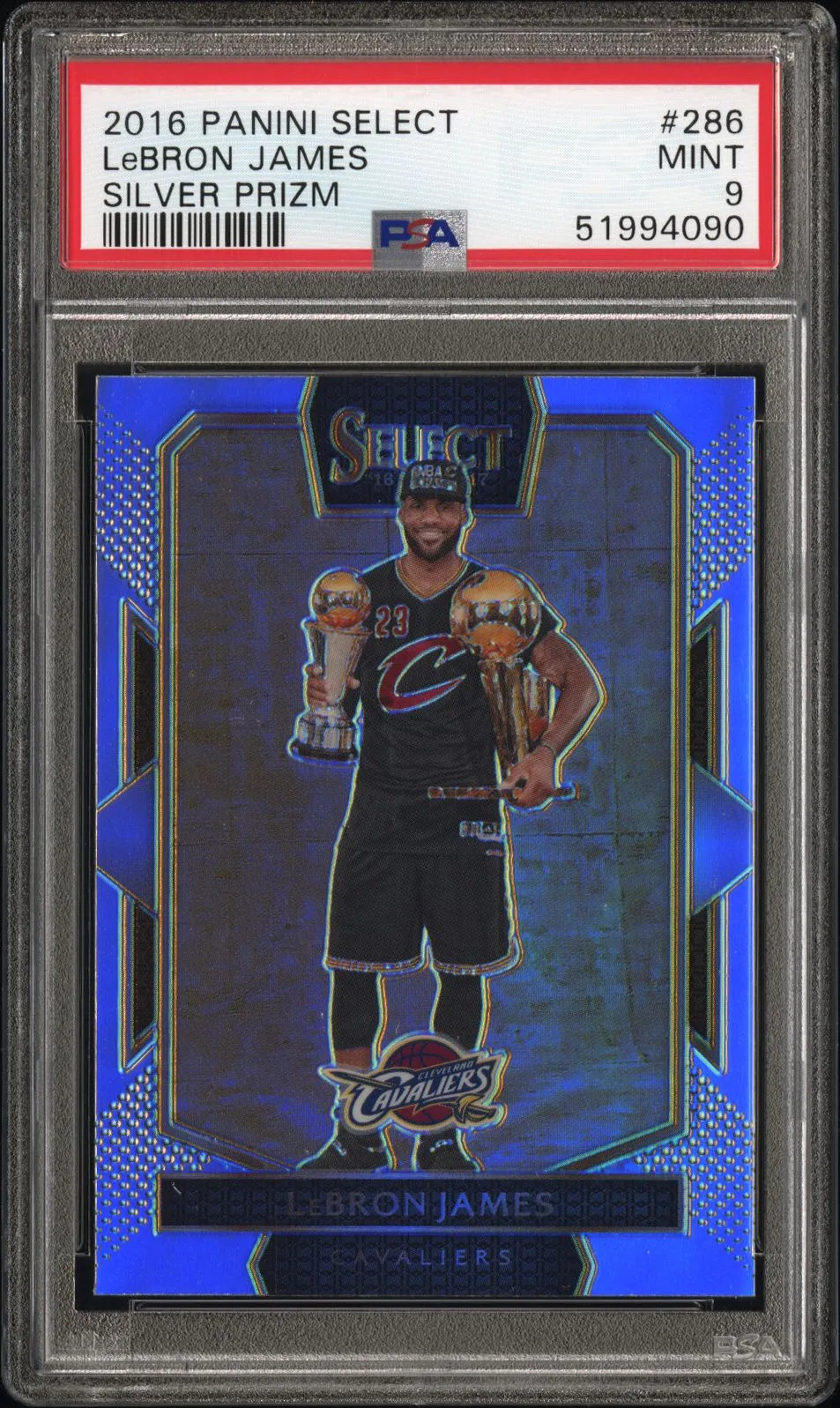 PSA 9 2016 Panini Select LeBron James Silver Prizm Courtside #286