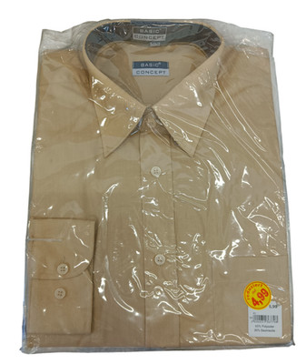 Basic Concept Herren Hemd Gr. L 41/42 Langarmhemd beige Polyester Baumwolle