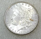 1885 P Morgan Silver Dollar BU Frosty White Luster in saflip #P258