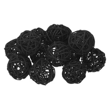 14Pcs Wicker Rattan Balls, 2 in Dia Rattan Decorative Balls, Black