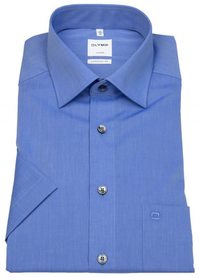 OLYMP Kurzarmhemd Luxor Comfort Fit Chambray blau
