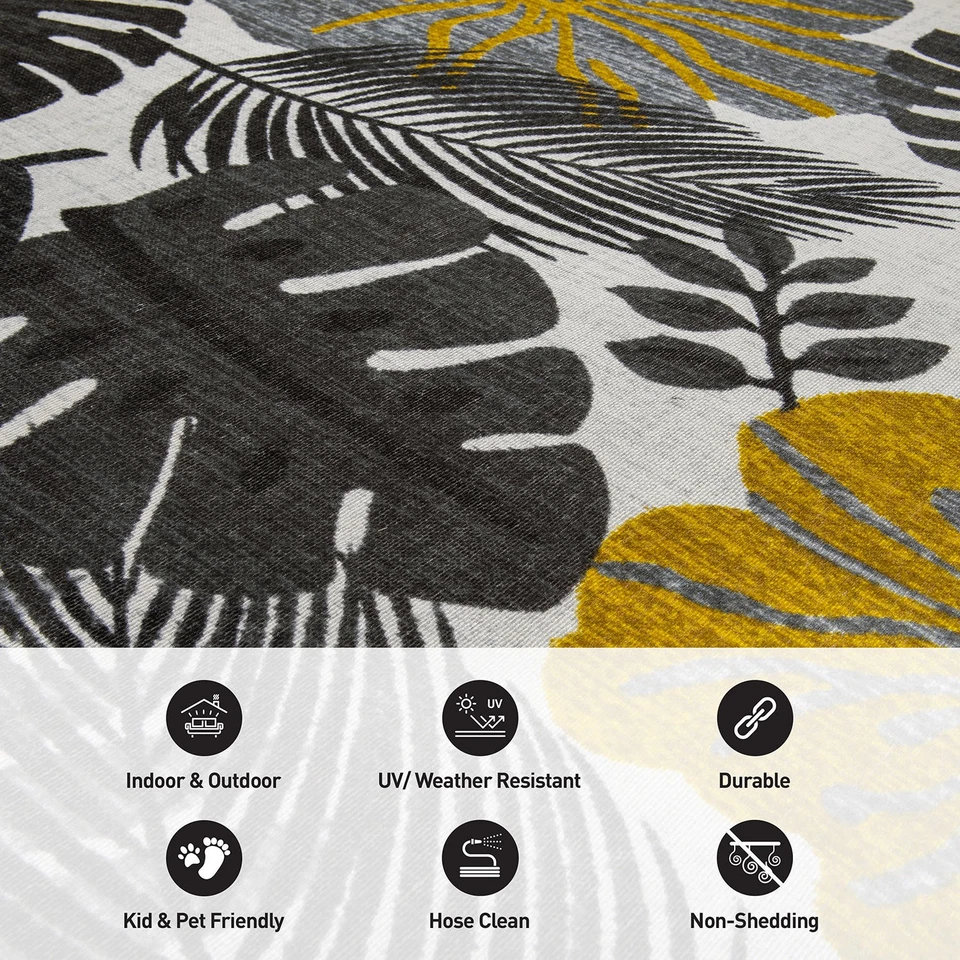 Alfombra de exterior Rugshop Tropical Floral Hojas Interior Exterior Alfombras de patio Foto 4 de 4