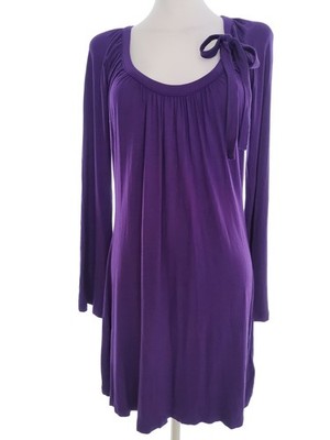 WAREHOUSE Damen Kleid Gr. 38 Lila Viskose Langer Ärmel Knielang Runder