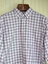 Charles Tyrwhitt Shirt Mens Large White Red Blue Check Slim Fit Button Down