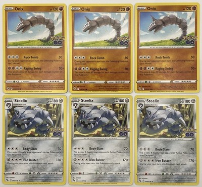 Onix 036/078 + Steelix 044/078 Pokémon GO 3 Complete Evolution Sets Pokémon TCG